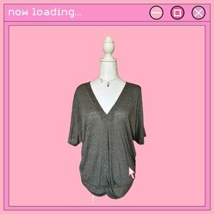 Juicy Couture gray V-neck knit blouse w/ tie